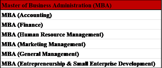 MBA Business Programmes